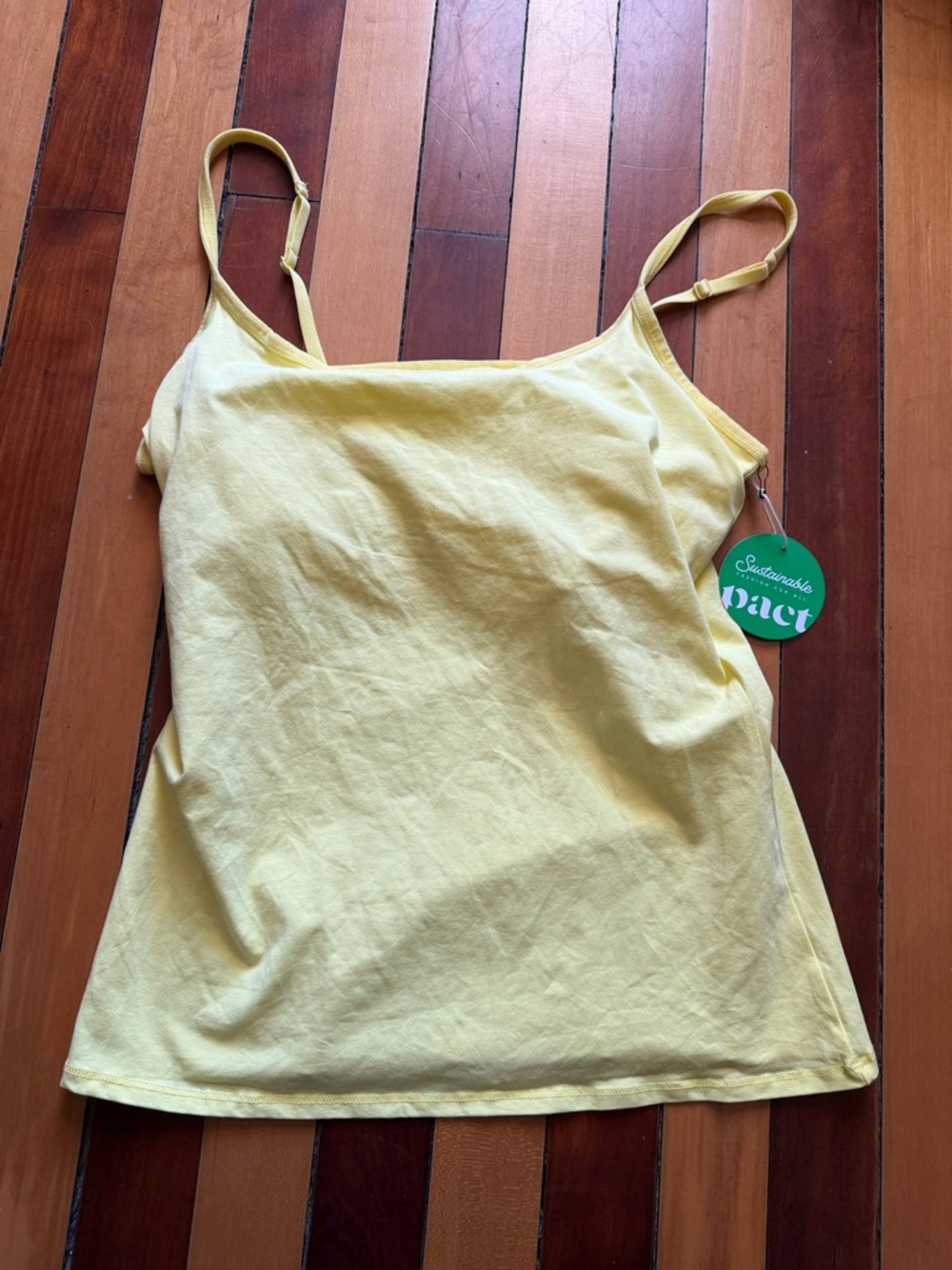 NWT New Pact Large Butter Yellow Cami Tank Top Cotton